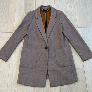 Express One-Button Houndstooth Trench Coat Size Medium